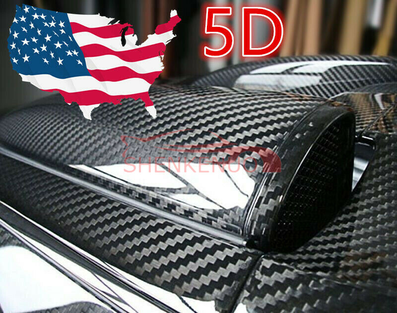 5D Ultra Shiny Gloss Glossy Black Carbon Fiber Vinyl Wrap Sticker Decal 12″x60″