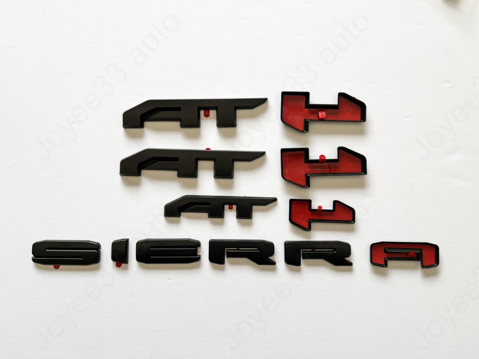 2019-2025 GMC Sierra Front & Rear and AT4/ AT4HD OVERLAY Emblems kit Matte BLACK