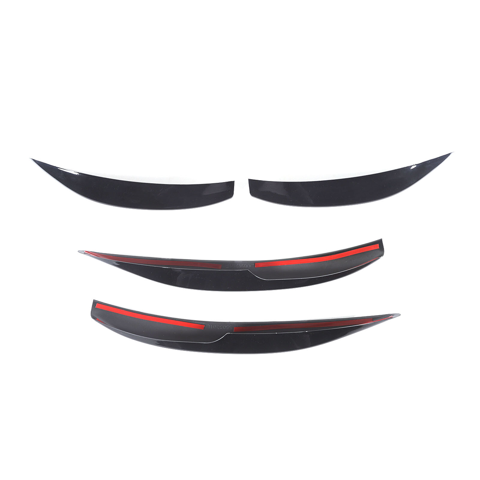 ABS Glossy Black Front Fog Light Eyebrow Trim Strip For Benz E-class 2024+