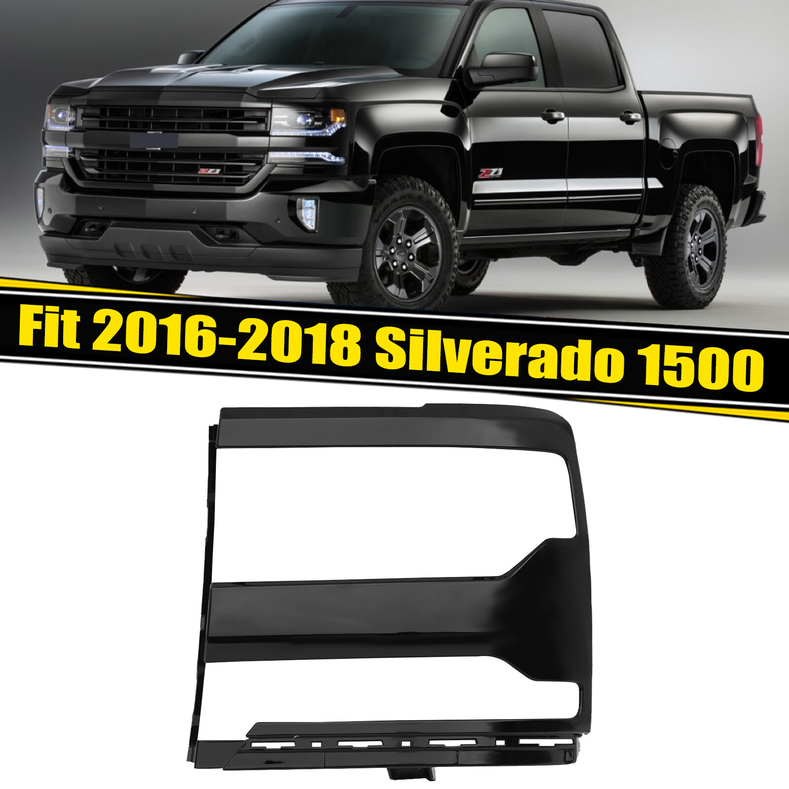 For 2016 2017 2018 Silverado 1500 Front Black Headlight Trim Bezel Cover LH