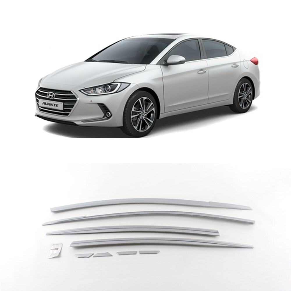 Chrome Window Visor Sun Rain Vent Guard 8P D-205 for Hyundai Elantra AD 16-19