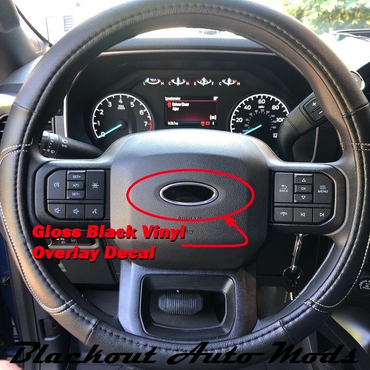 Gloss Black Vinyl Steering Wheel Emblem Overlay Decal For Ford F150 F250 F350