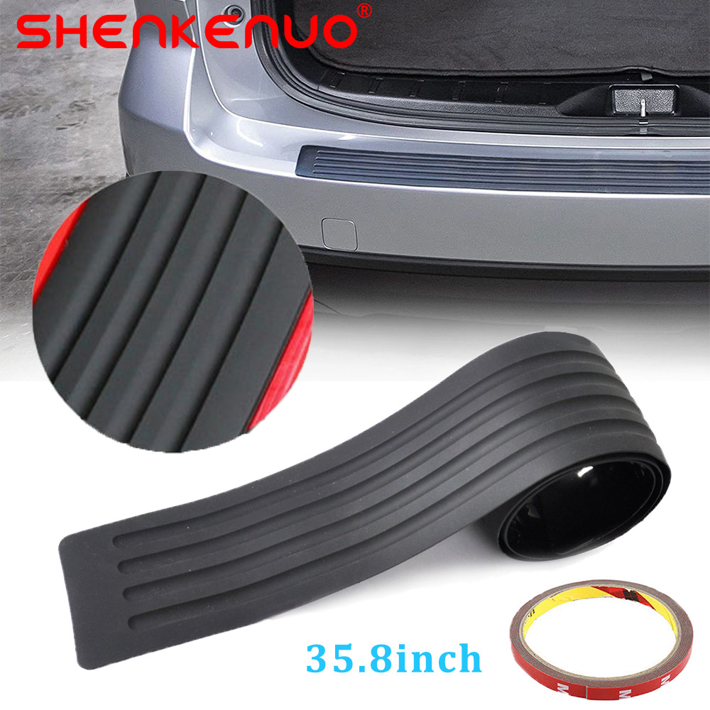 Universal Rear Guard Bumper Protector Trim Cover Sill Trunk Scuff Plate Rubbe