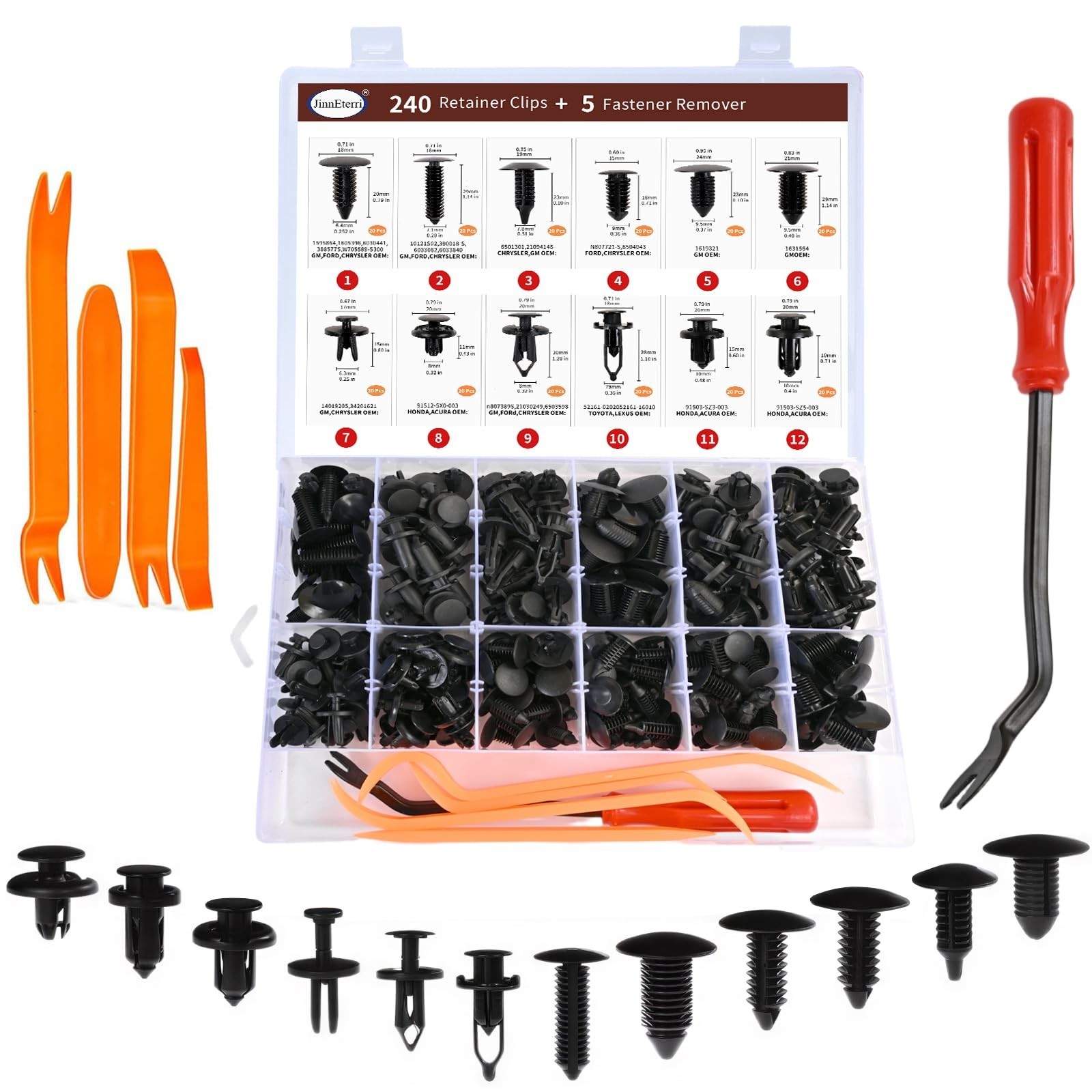 240PCS Car Bumper Clips Kit – Auto Plastic Rivets & Push Fasteners Set for Trim,