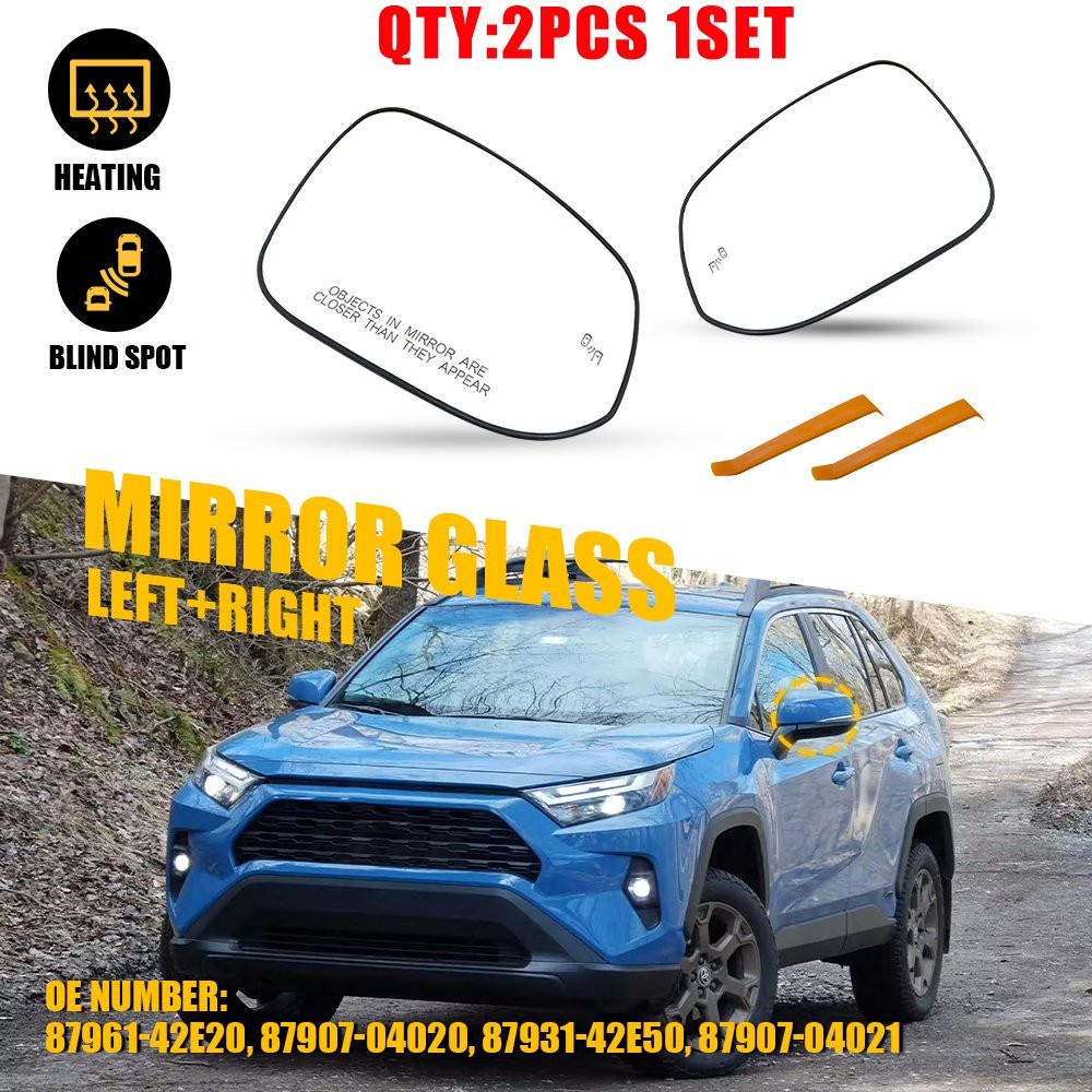 Left Right Mirror Glass For 2019-2024 TOYOTA RAV4 / HYBRID with BSM Heated 2-20X