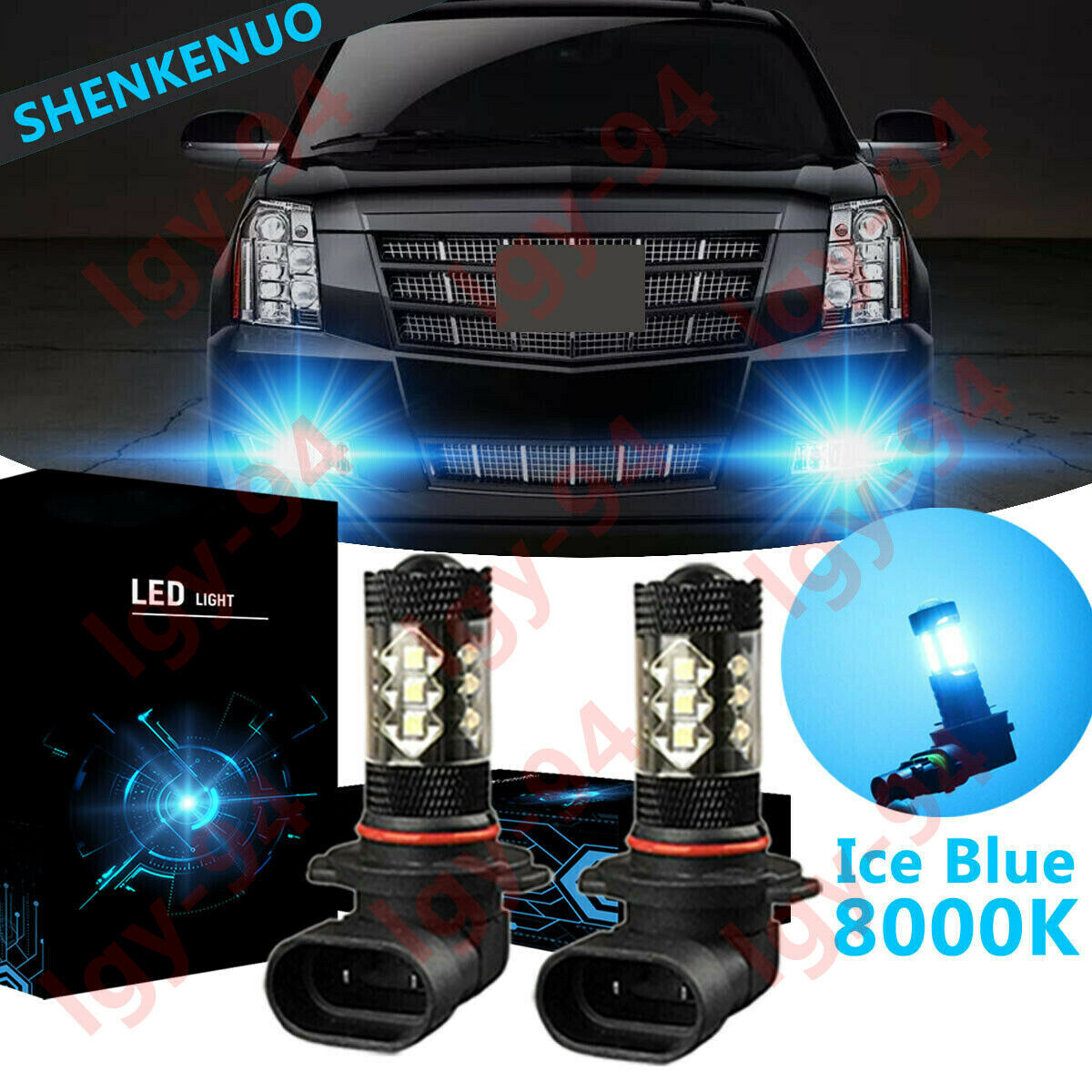 Ice Blue H10 LED Fog Light Bulb XD 8000K For Cadillac Escalade ESV EXT 2007-2014