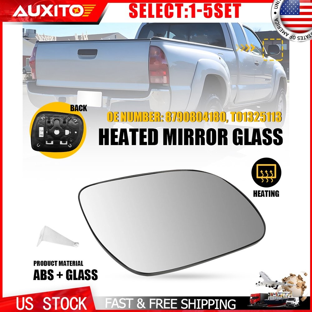 Heated Mirror Glass with Backing Plate Fit Toyota Tacoma 2005-11 Passenger 1-10