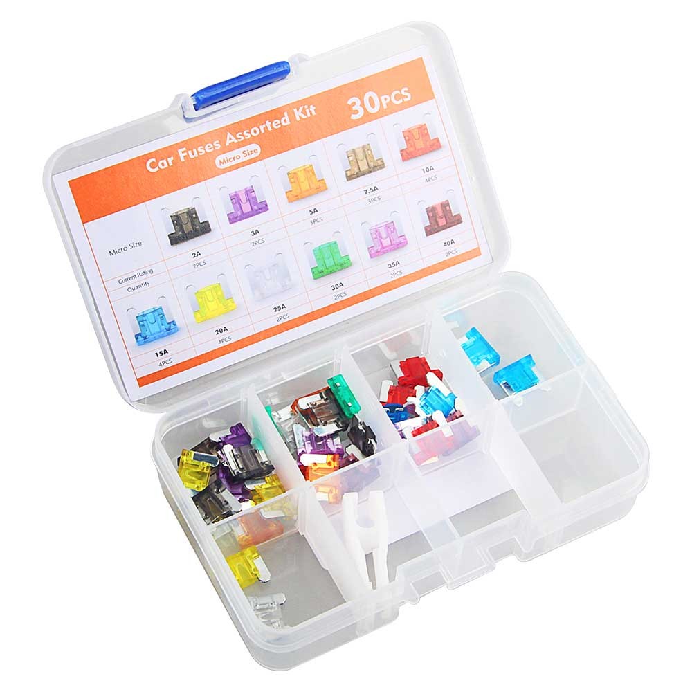30Pcs Car Blade Fuse Assortment Assorted Kit 2A-40A for Auto Truck Automotive