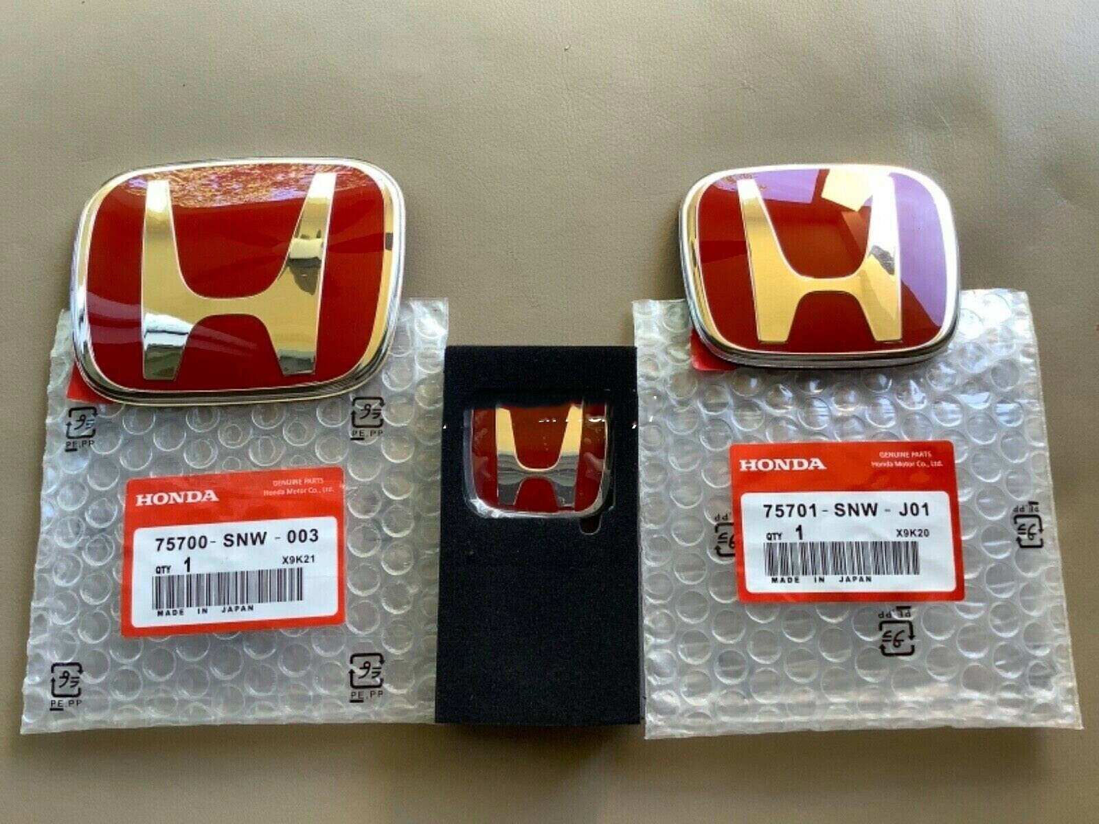 For Honda Civic 11th 2022 ~ 2025 3pcs RED Front+Rear+Steering Wheel Emblem Badge