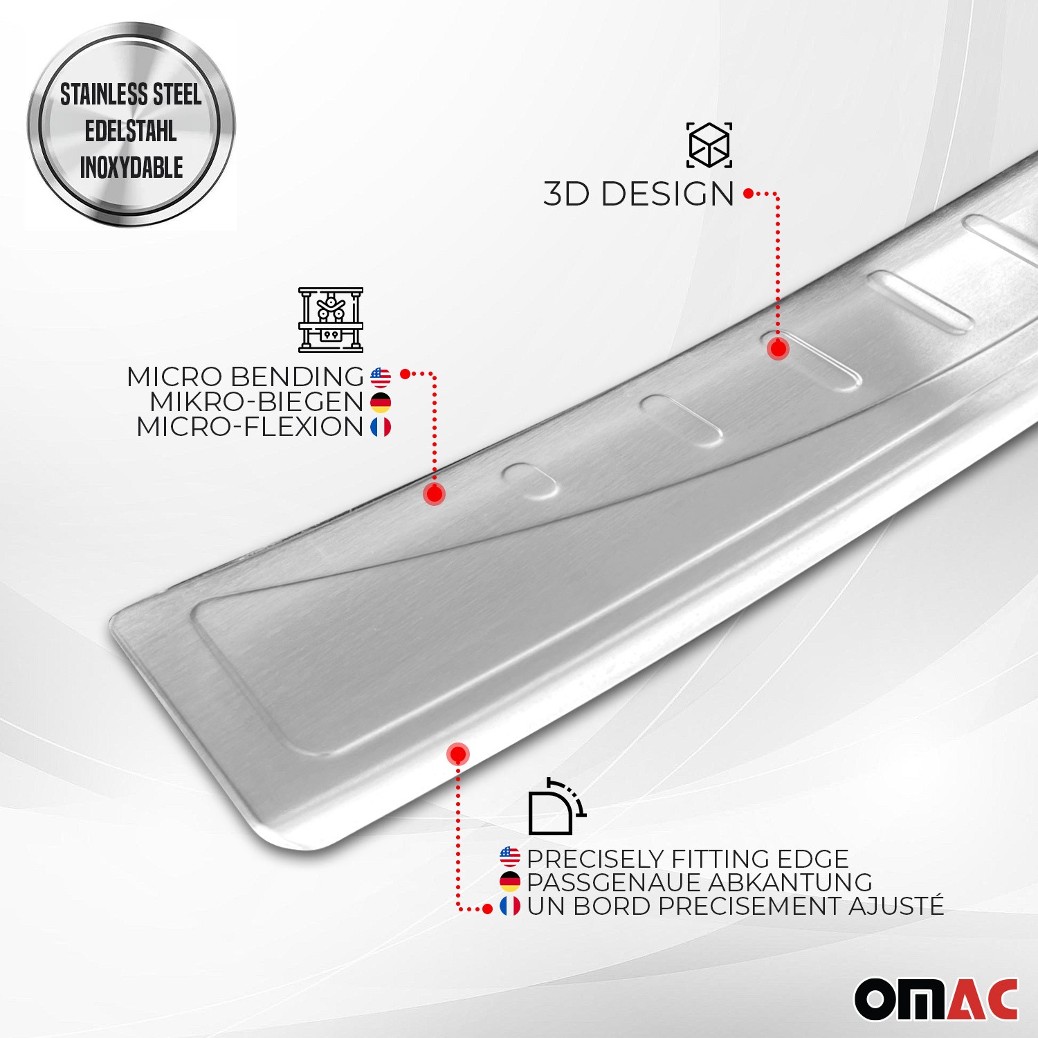 Rear Bumper Sill Cover Protector Guard for VW Eurovan 1992-2003 Brushed