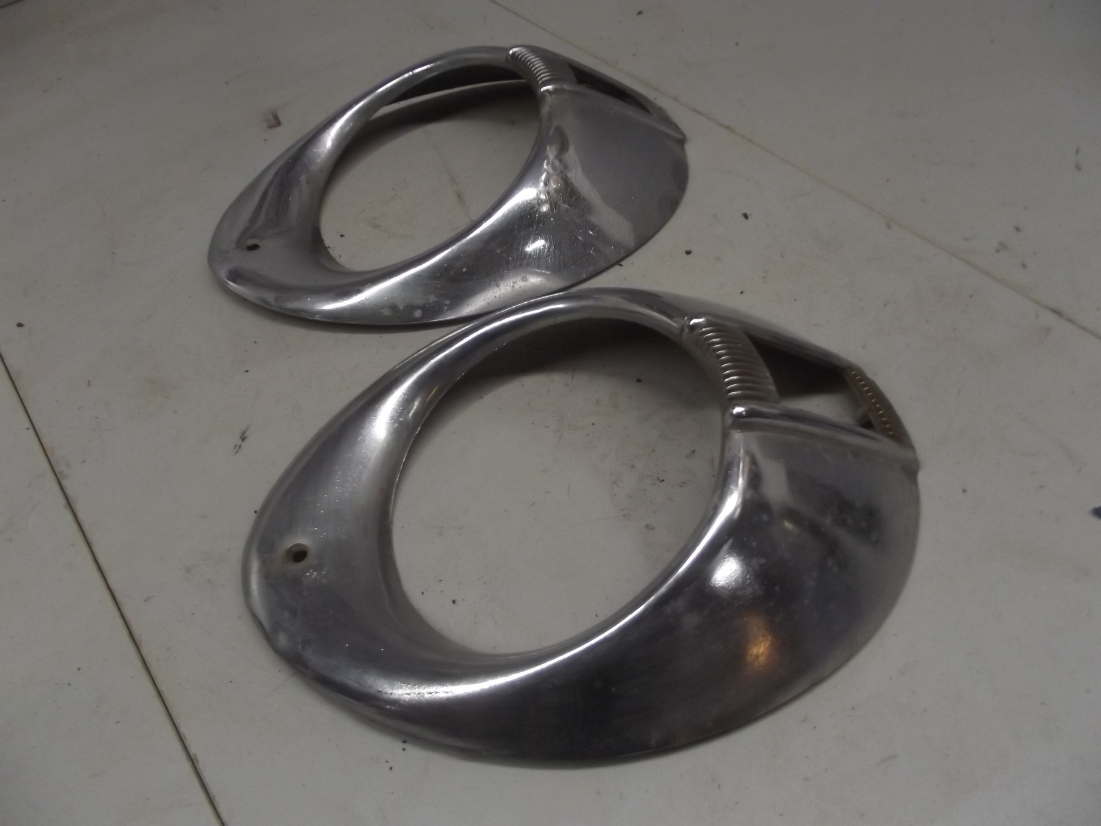 1940 Ford Deluxe OEM Front Headlight Chrome Bezels Trim Set Left Right Used