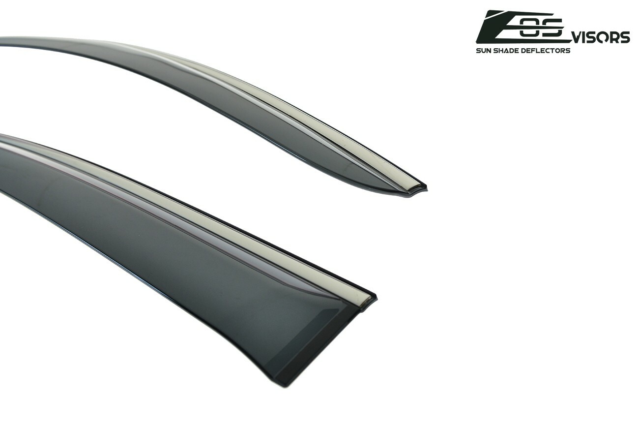 EOS Visors For 16-20 Honda Civic Coupe JDM CHROME TRIM Side Window Rain Guards