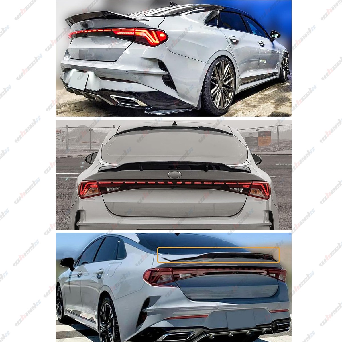 WheelX Rear Trunk Spoiler Wing For 2021-2024 KIA K5 5th Gen Gloss Black R STYLE