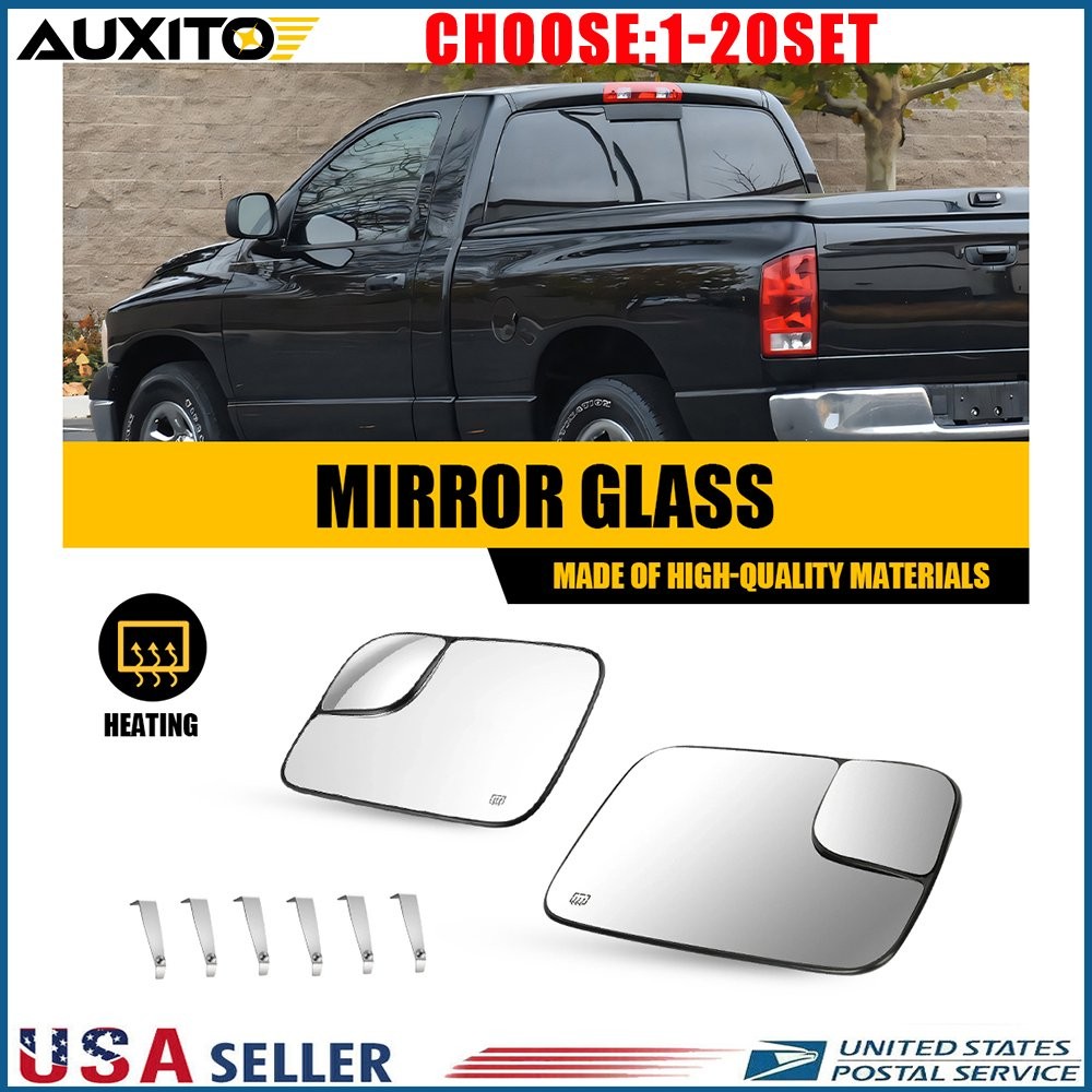 Left Right Heated Towing Mirror Glass For 05-09 Dodge RAM 1500 2500 3500 2-10X