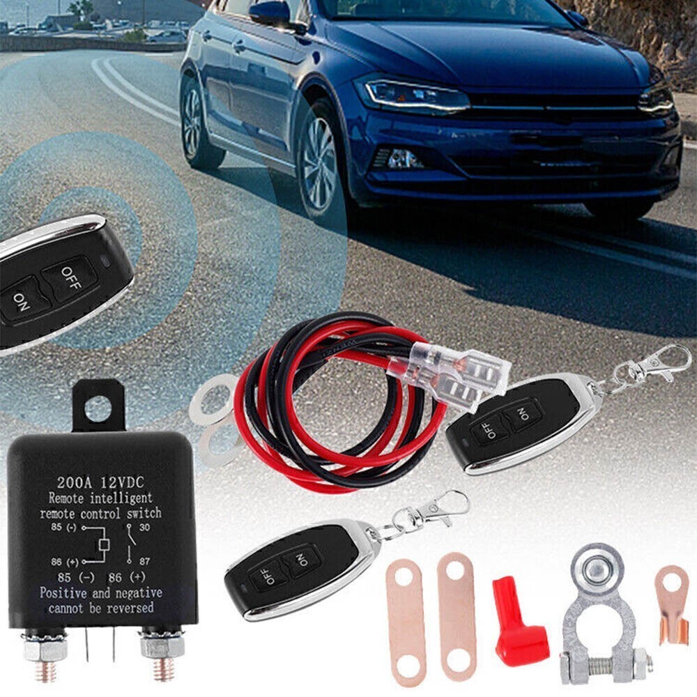 Wireless Dual Remote 12V 200A Car Battery Disconnect Switch Kill Relay Black