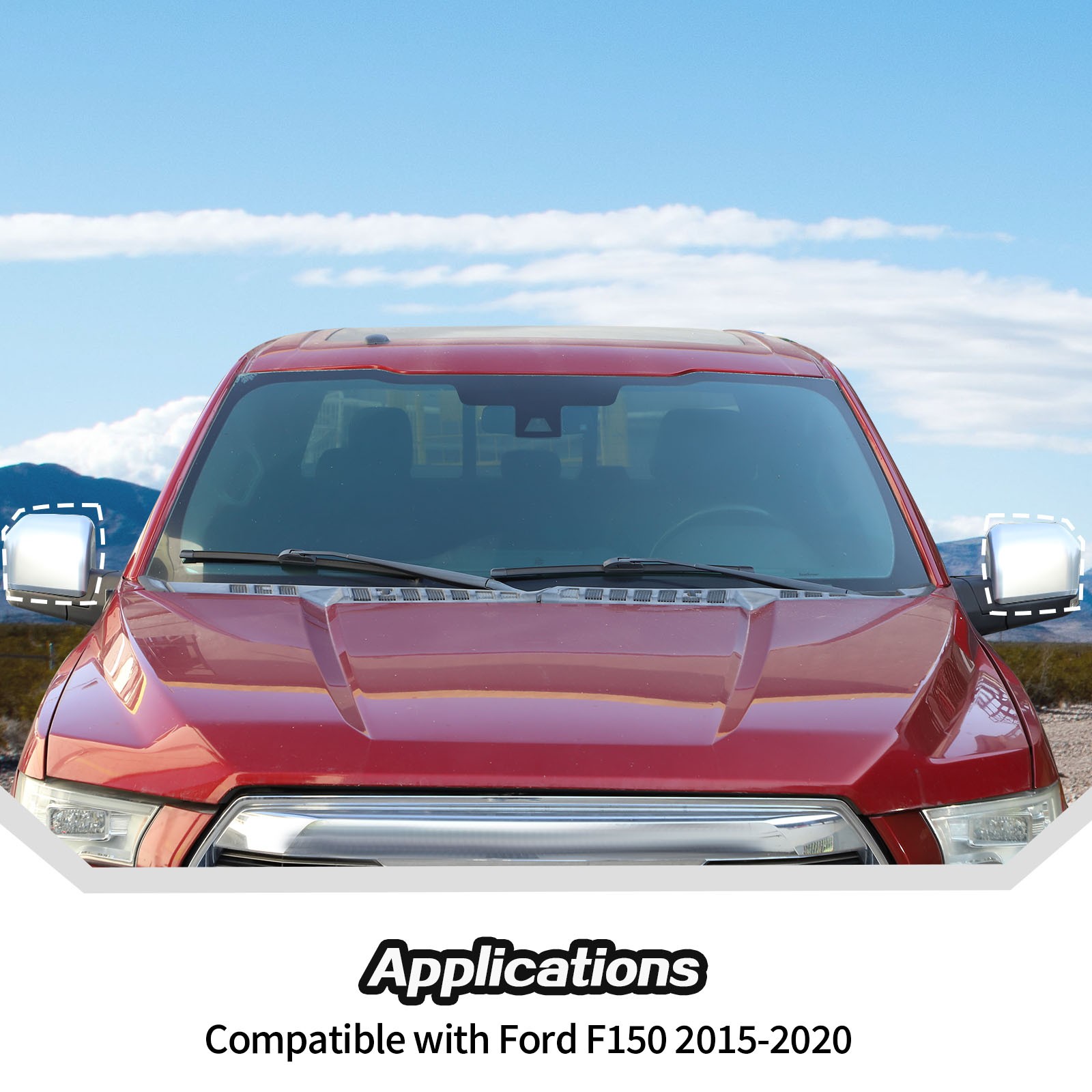For 2015-2020 Ford F150 Truck Replacement Mirror Covers Cap Painted SILVER