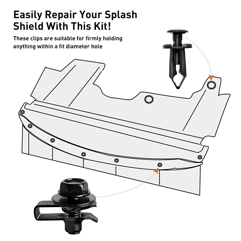 Universal for Body Bolts & U-nut Clips – M6 35PCS Engine Cover Undertray Screws