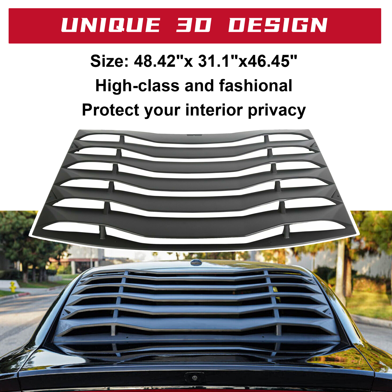 HECASA Rear Window Louver Cover Vent Black ABS For 2011-2023 2020 Dodge Charger