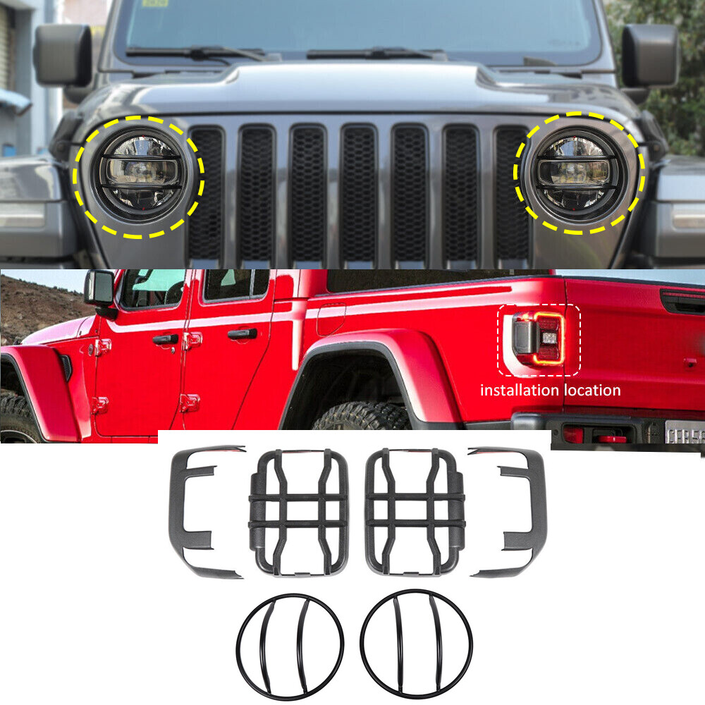 Halogen Tail Light Guards Headlight Trim Frame for Jeep Gladiator JT 2020-2023