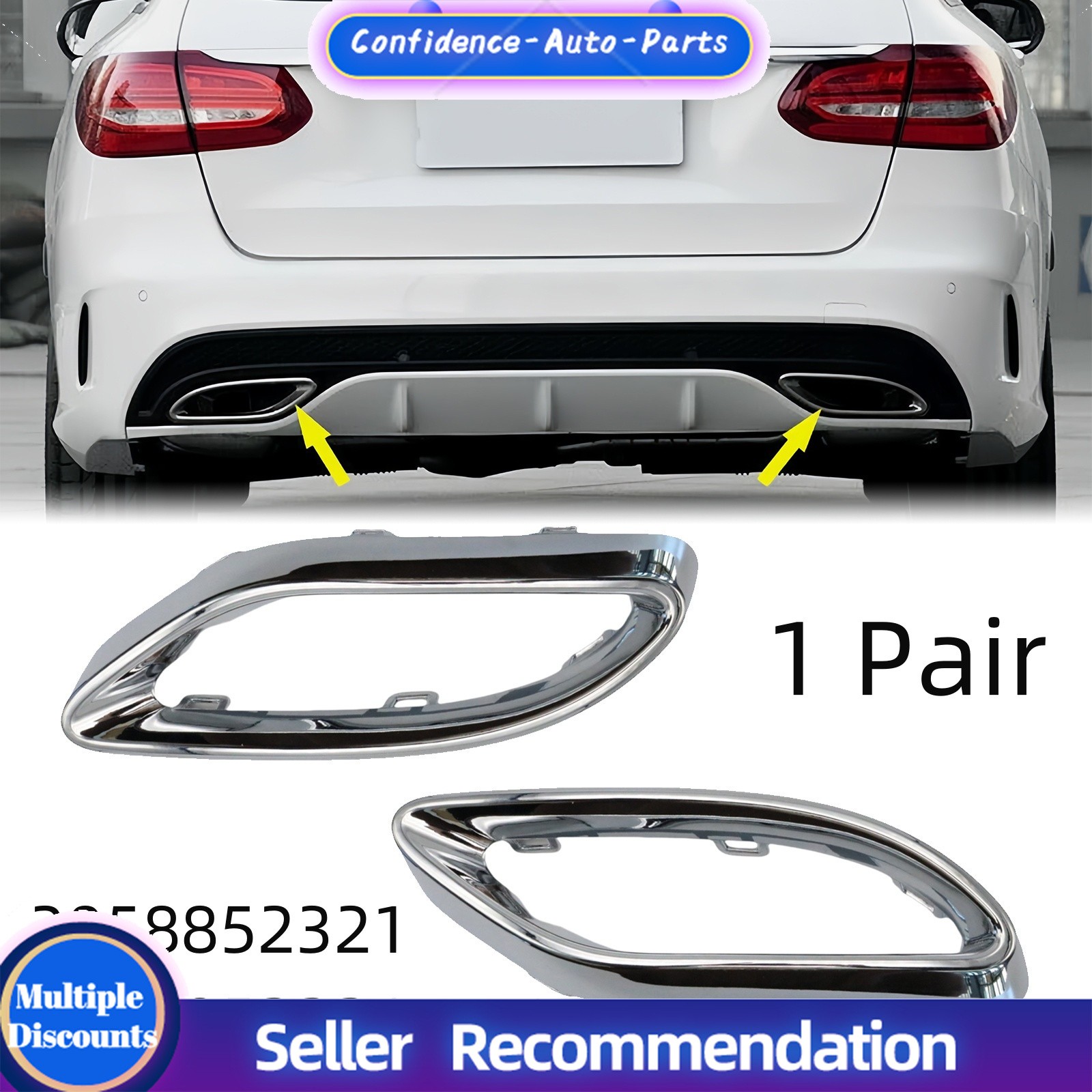 Bumper Trim Chrome LH+RH Fit Mercedes-Benz 2019-2022 A220 2018 E400 2021 E350 US