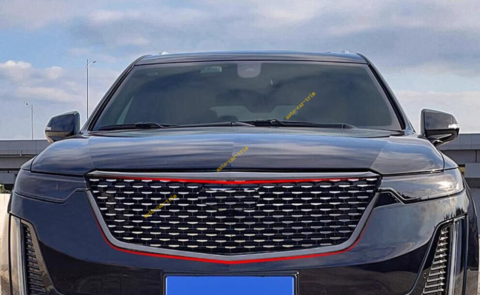 For 20-25 Cadillac XT6 Gloss Black Front Center Grille Upper Molding Cover Trim