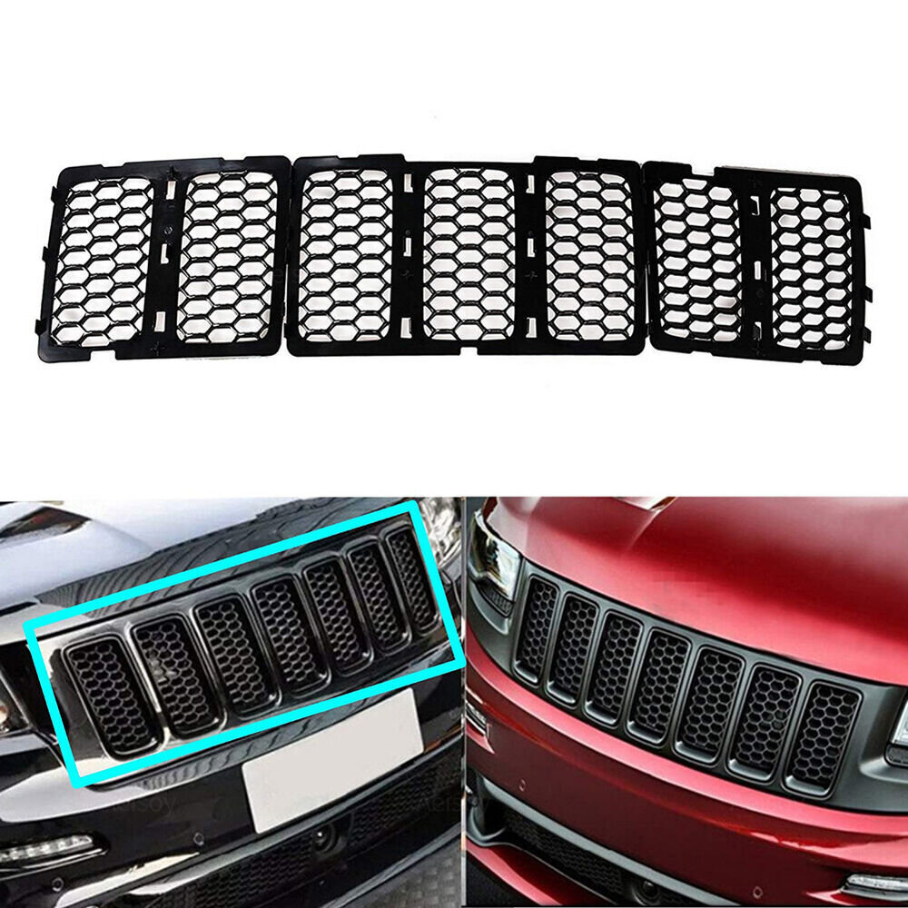 3xBlack Honeycomb Mesh Grille Insert Trim Parts For Jeep Grand Cherokee 2014-16