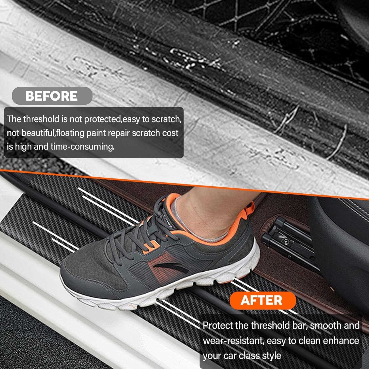 For Honda 9PCS Door Sill Protector 2.8in Wide Custom Fit Anti-Scratch Guards Kit
