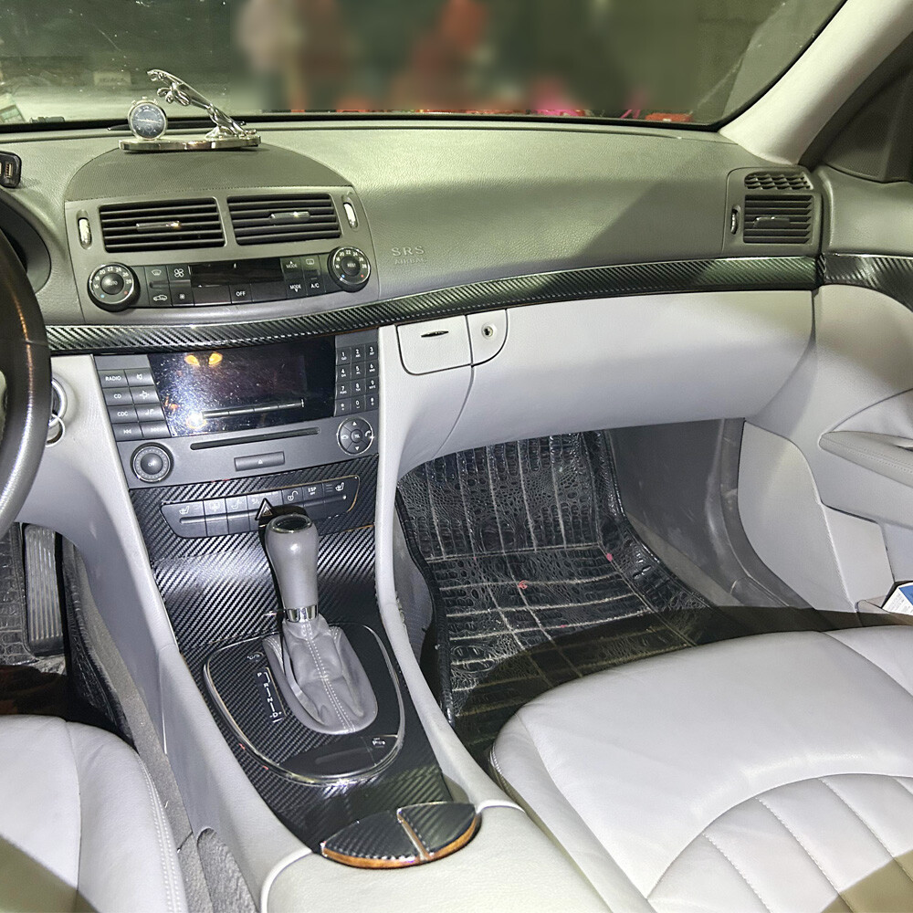 matt 3D Carbon Fiber Interior Trim Decal Sticker For Benz E Class W211 2003-2008