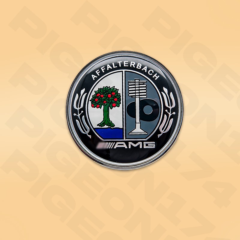 Front Hood Emblem Color Apple Tree Flat Badge For AMG AFFALTERBACH Raised Decal