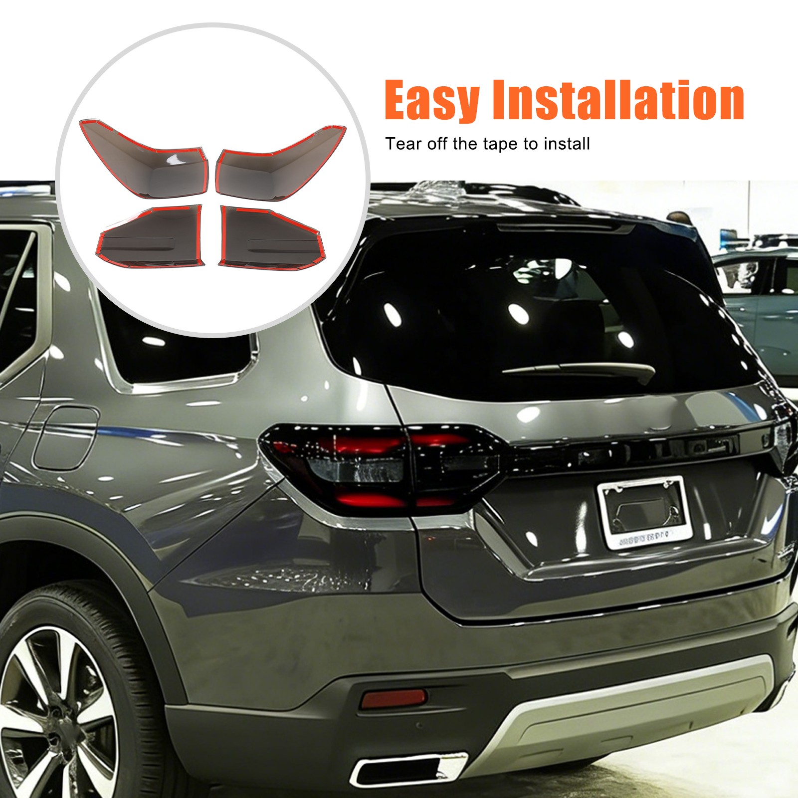 Transparent Gray ABS Smoked Tail Light Cover Trim For Honda Pilot 2023-2025 US