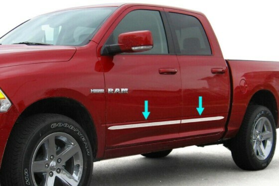 fit:2009-2018 Dodge Ram Quad Cab 4Pc Flat Body Side Molding Trim 1.5″