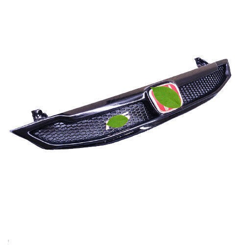 Bright Black Front Honeycomb Center Grille 2009-2011 For Honda Civic Cover Trim