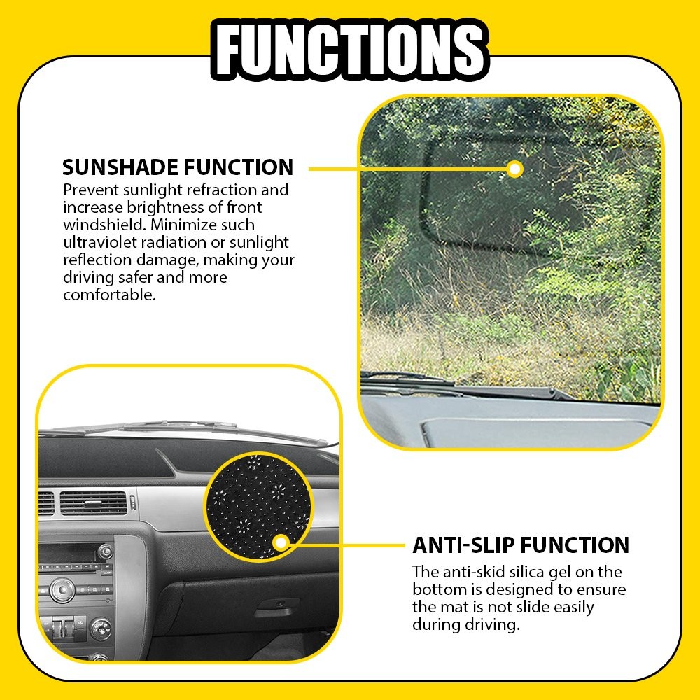 Dashboard Pad Dash Cover Mat For 2007-2012 Chevrolet Suburban 1500 2500 Black