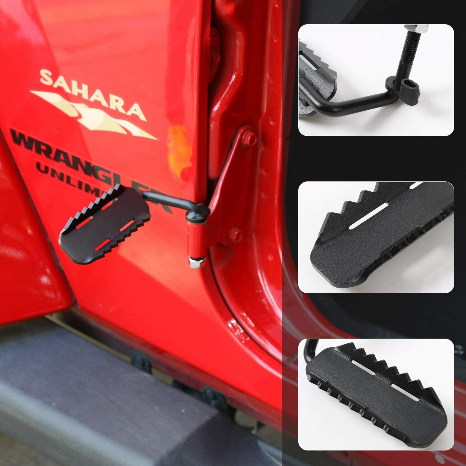 2X Side Door Hinge Mount Foot Peg Foot Rest Pedal For Jeep Wrangler JK JT JL TJ