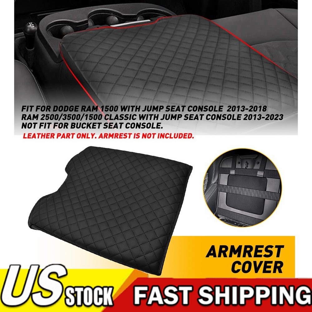 Center Console Lid Armrest Cover Fits Dodge Ram 1500 2500 3500 13-18 Black 1~10X