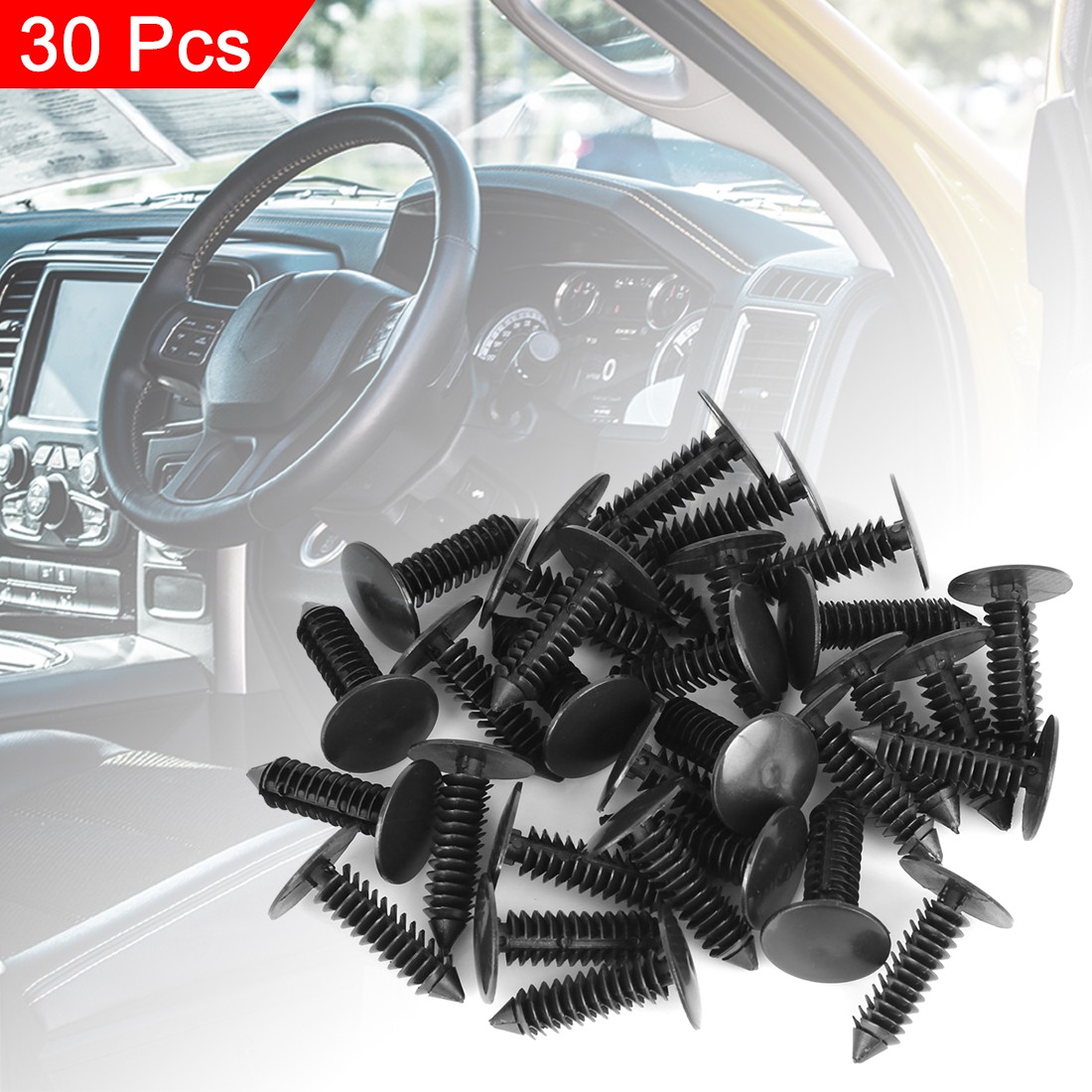 30pcs Plastic Car Door Trim Clip Bumper Rivets Screws Panel Push Fastener Kit