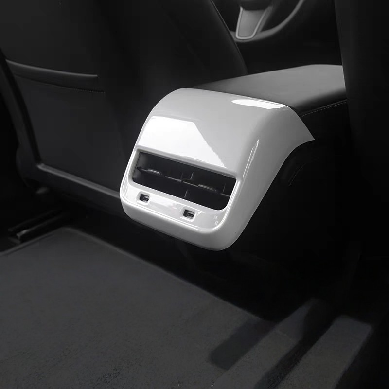 White Accessories Rear AC Air Vent Overlay Trim Cover For 17-23 Tesla Model 3 /Y