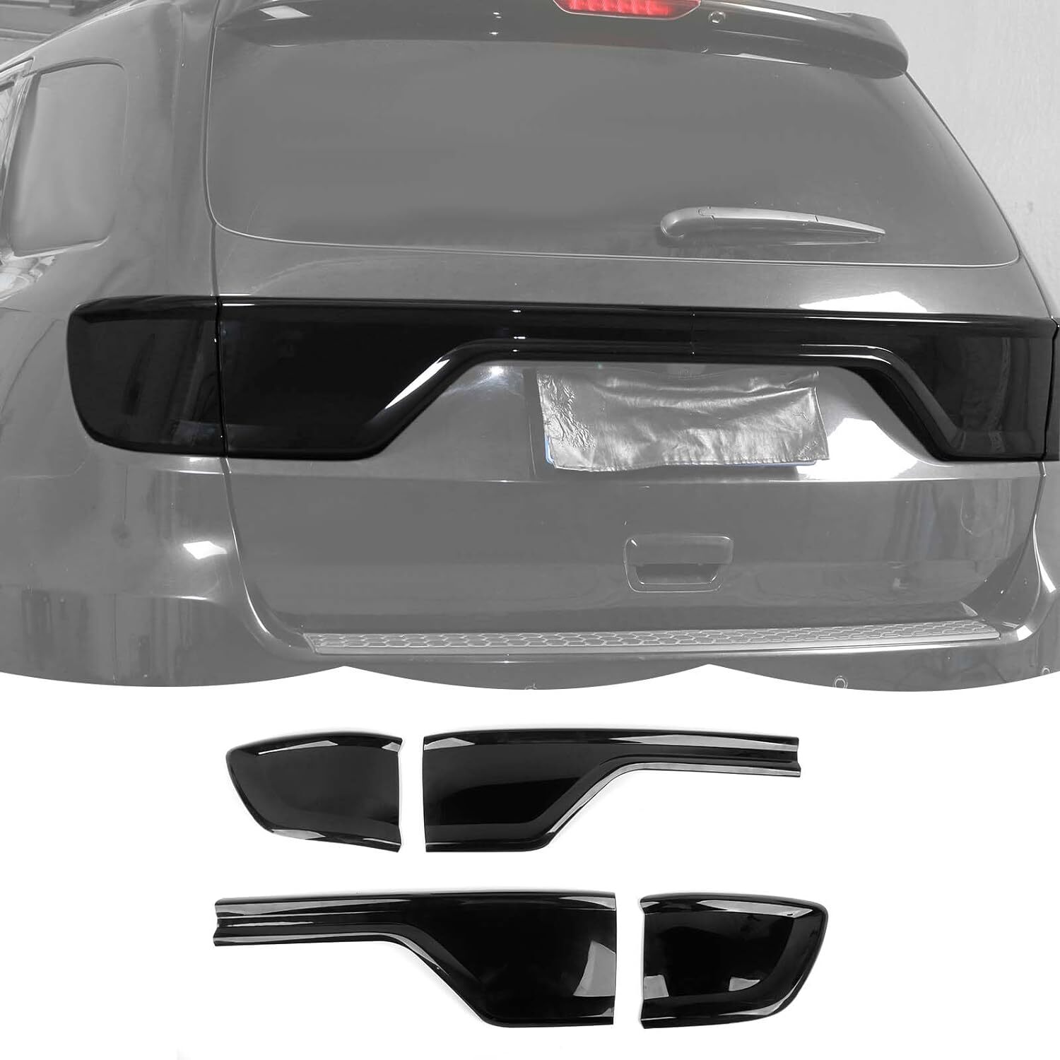 Smoked Black Tail Light Lamp Cover Guard Trim Exterior For Dodge Durango 2014+