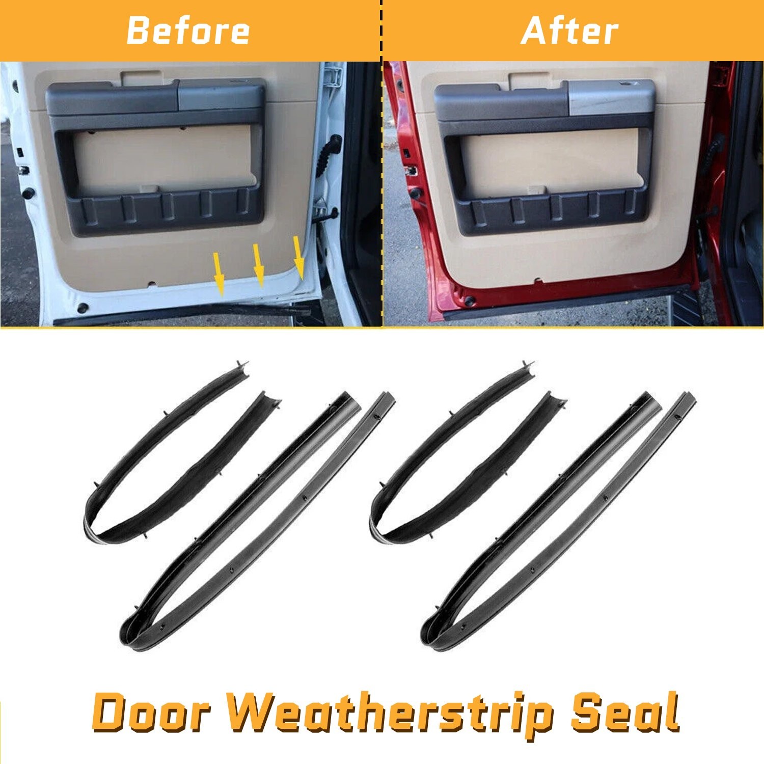 4x Front & Rear Lower Door Weather Strip Seal For 99-16 Ford F250 F350 Crew Cab