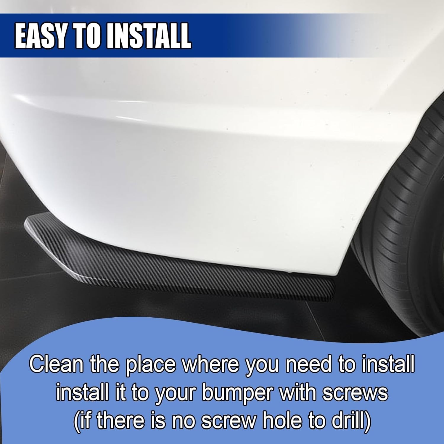 Universal Car Spoiler Bumper Protector Kit – 2 Carbon Fiber Canards Included