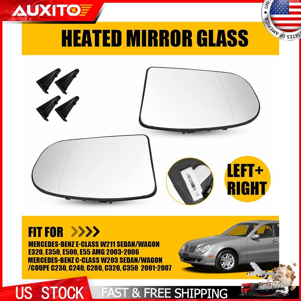 Left Right Heated Side Mirror Glass For Mercedes C230 Kompressor 2002-2007 1/2X