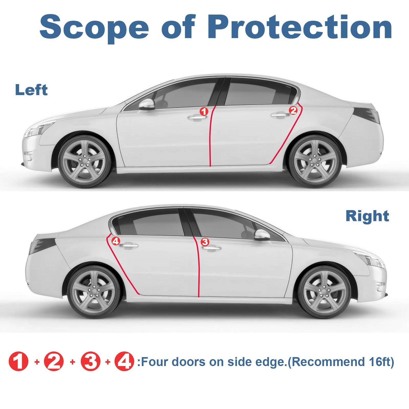 16.4Ft Car Door Edge Guards Rubber Edge Trim Universal Fit for Most Vehicles