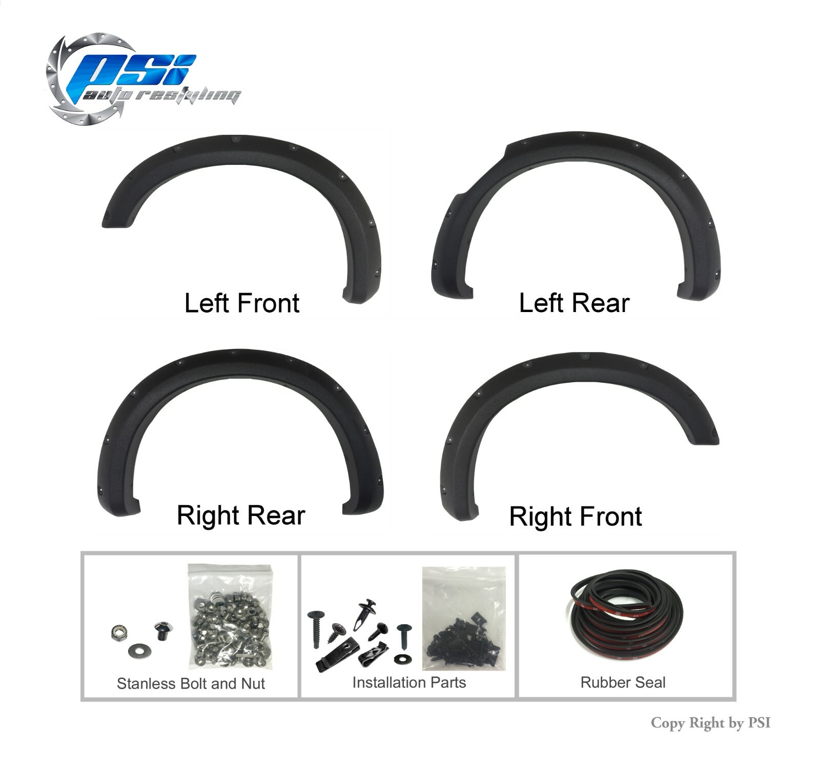 Sand Blast Textured Pocket Bolt Fender Flares Fits Nissan Titan XD 2016-2021