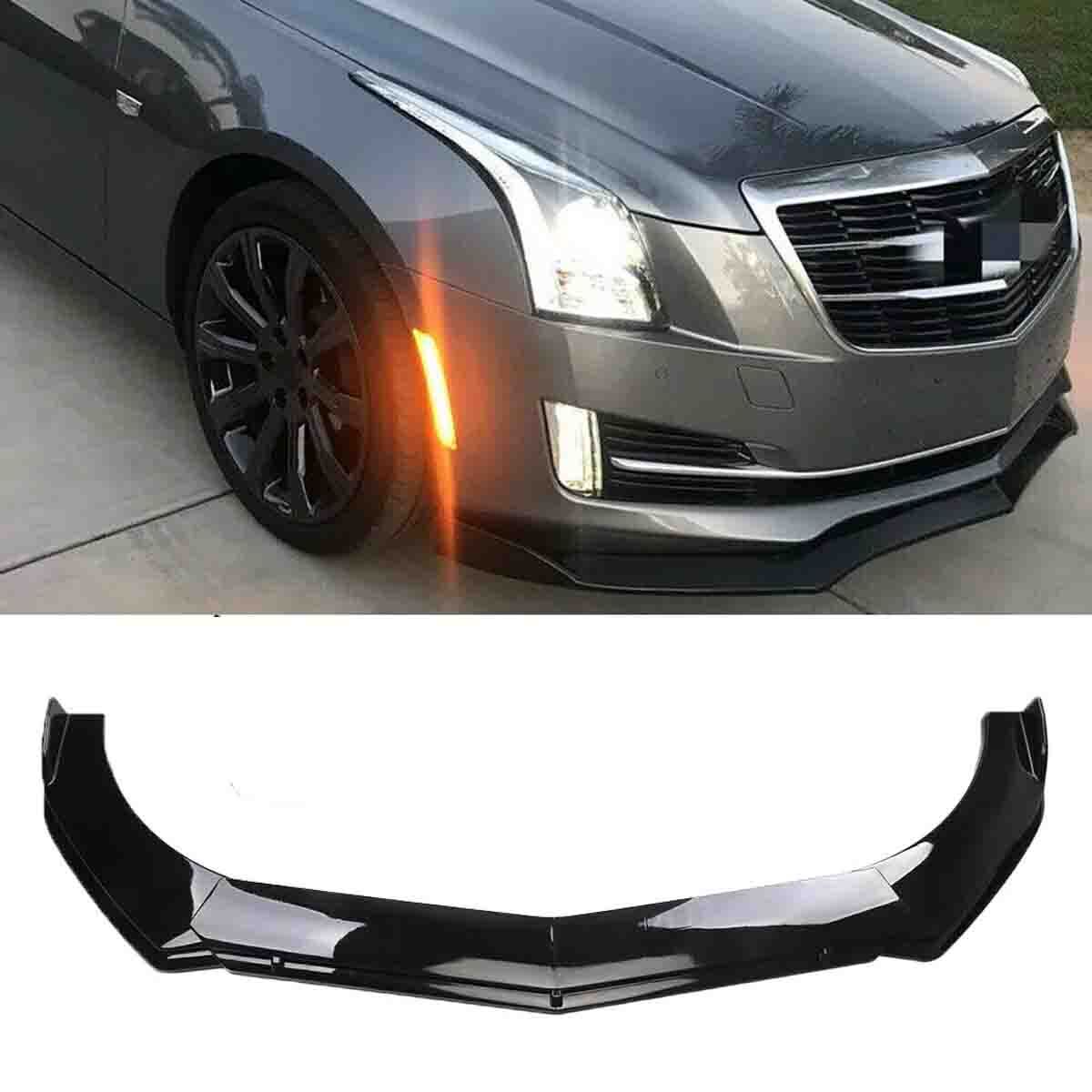 For Cadillac ATS CTS Gloss Black Front Bumper Lip Chin Spoiler Splitter Body Kit