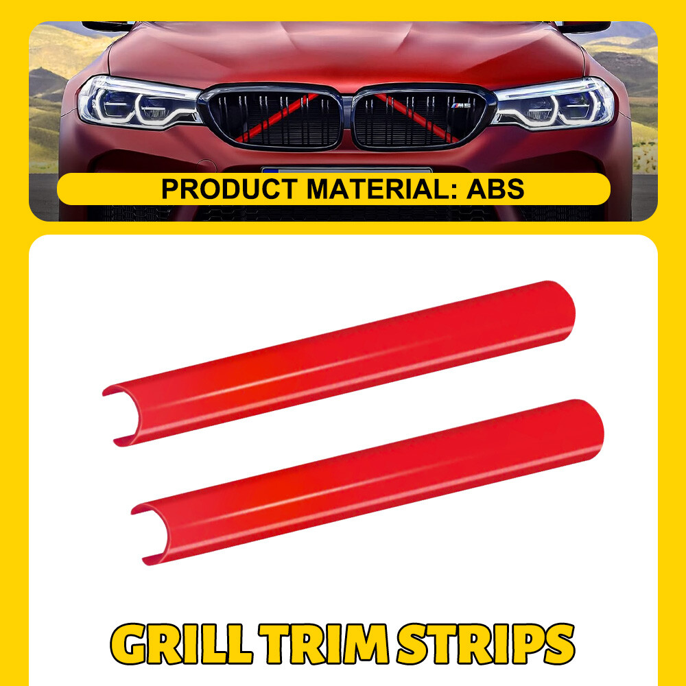 2pcs Red Car Front V Brace Grille Trim Strip Cover for BMW G01 G02 G05 X3/X4/X5