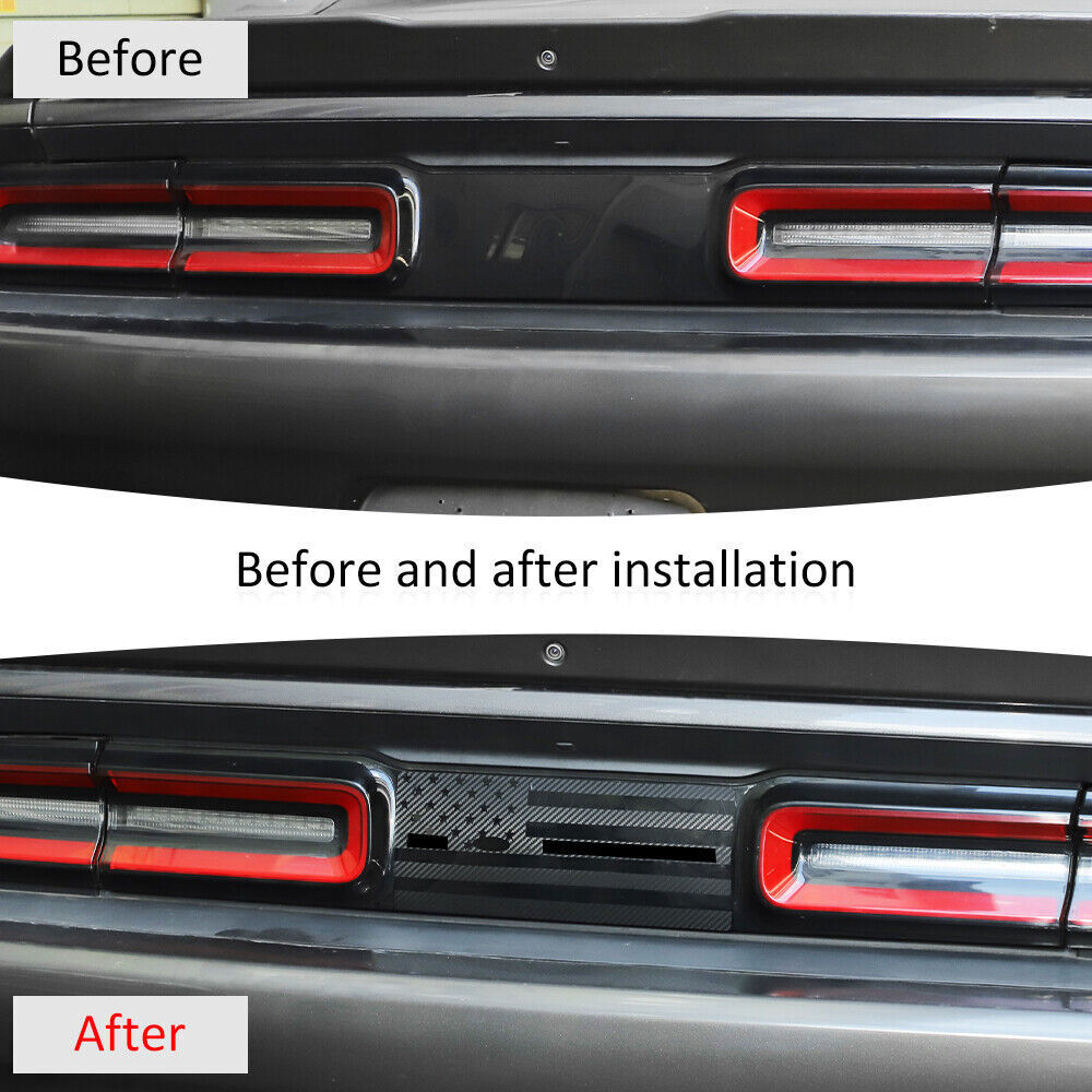 Carbon Fiber Rear Taillight Central Decor Sticker Decal For Dodge Challenger 15+