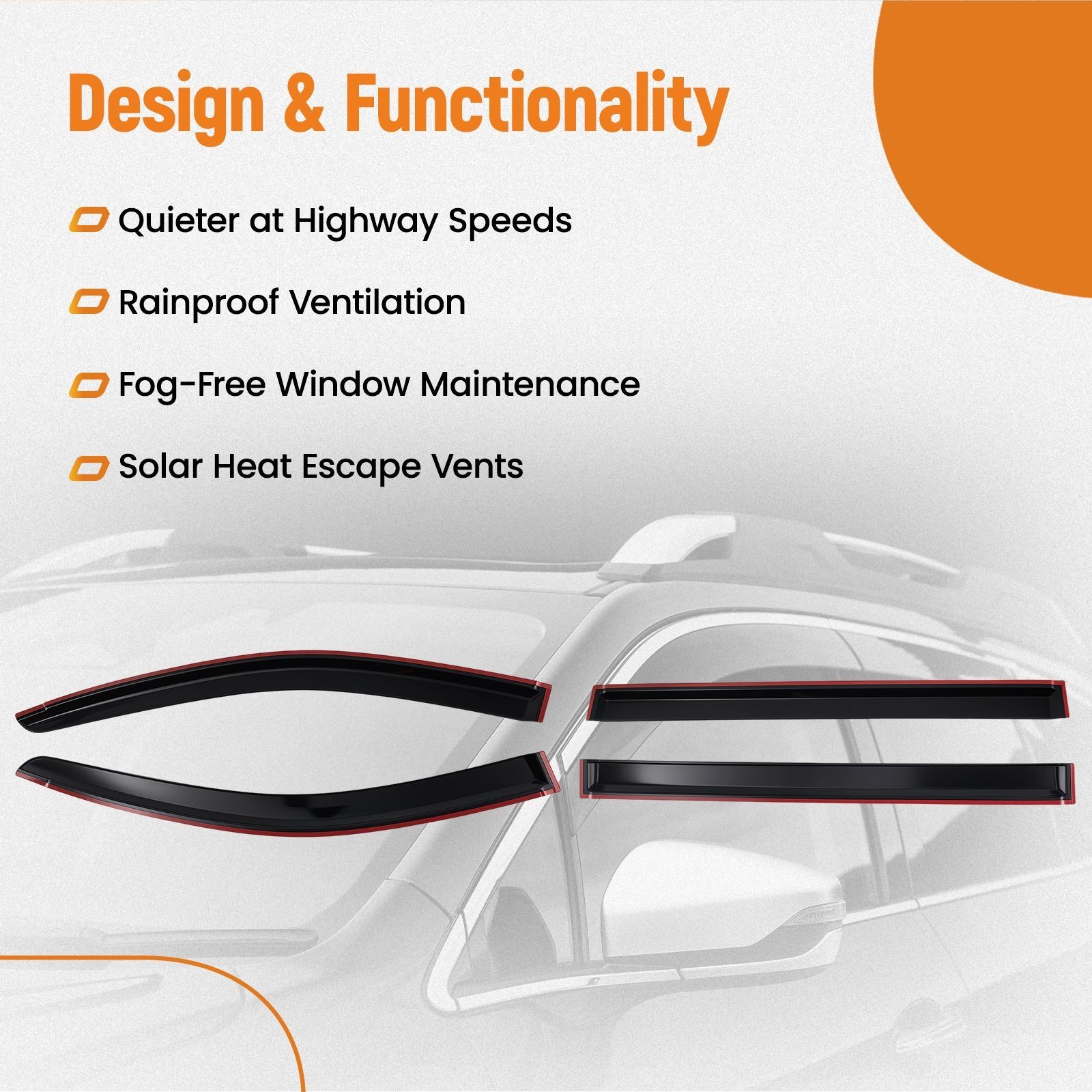 Wind Deflector Rain Guards for Dodge Grand Caravan 2008-2020 2.5mm 4Pcs Set