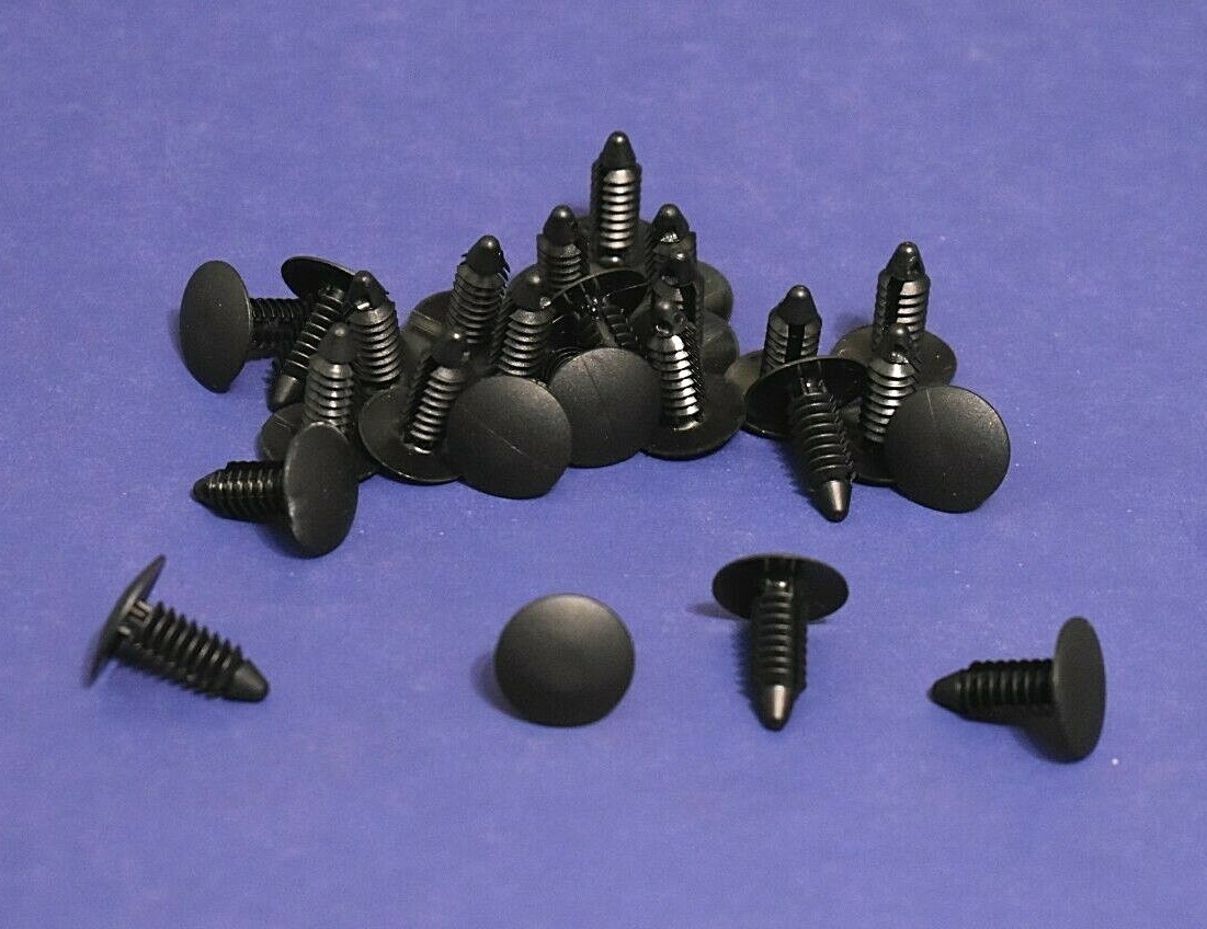25 Plastic Push In Bumper Fender Shield Retainer 8mm 1/4″ Hole GM Ford Mopar
