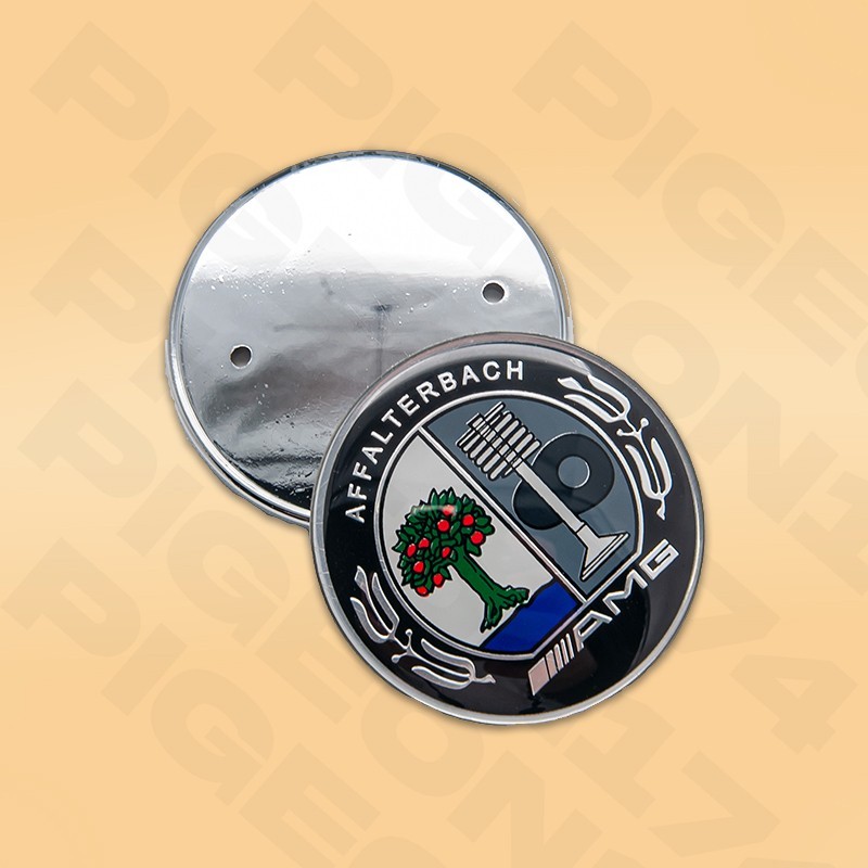 Front Hood Emblem Color Apple Tree Flat Badge For AMG AFFALTERBACH Raised Decal