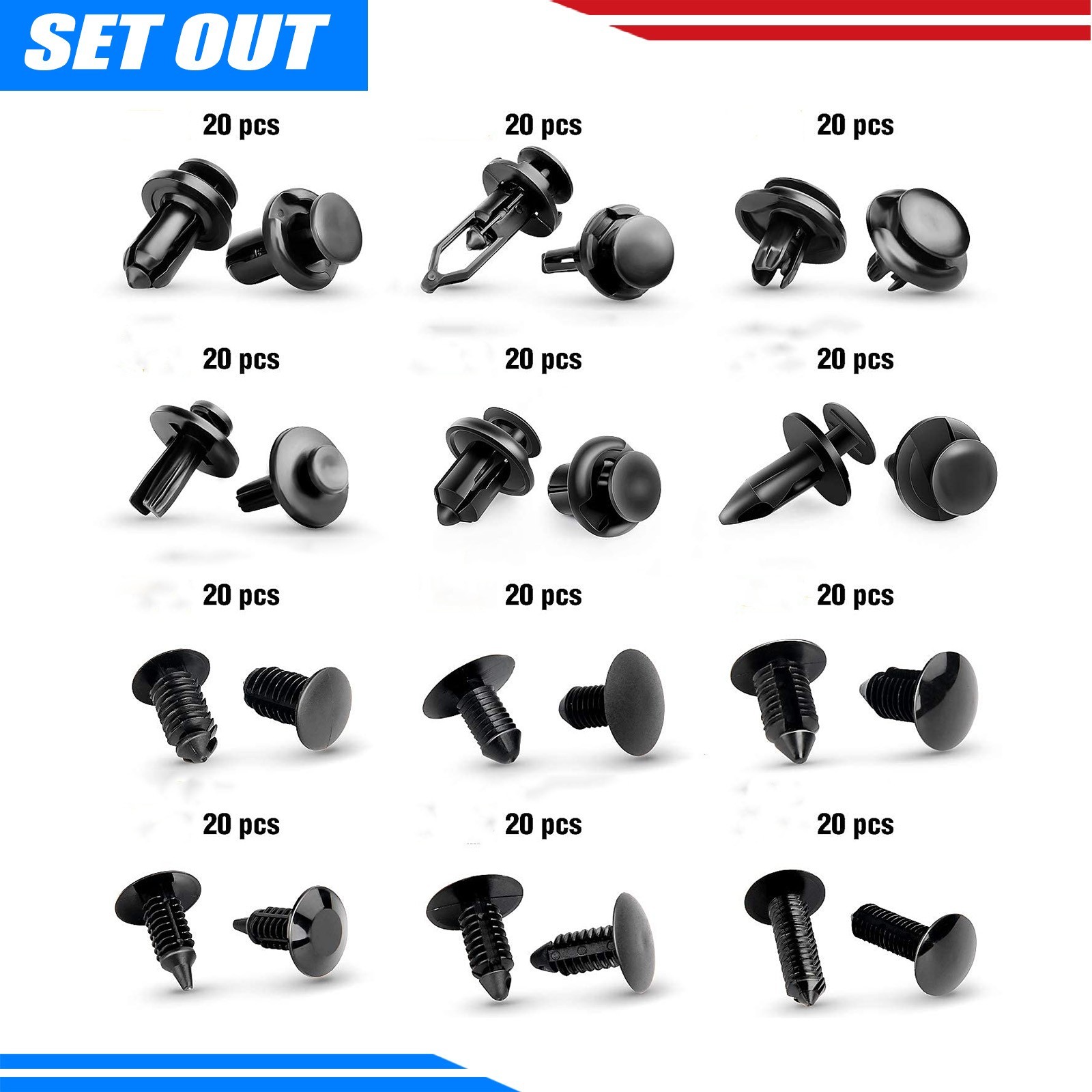 240pcs Auto Car Bumper Retainer Clips Kit Fastener Remover Push Pin Rivet Screw